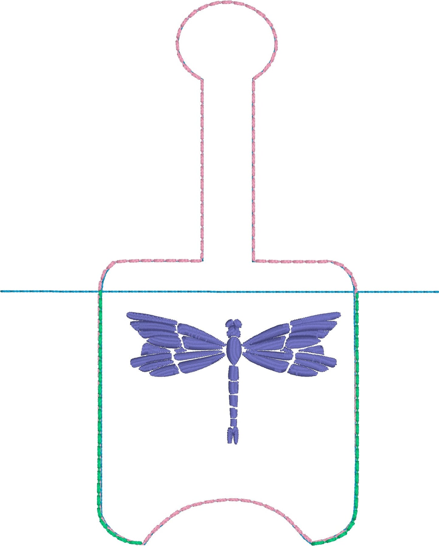DBB Dragonfly Hand Sanitizer Holder Snap Tab Version In the Hoop Embroidery Project 2 oz DT for 5x7 hoops