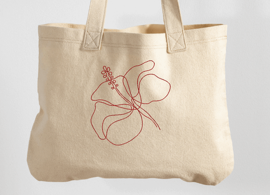 OE Hibiscus Flower Redwork Embroidery Design