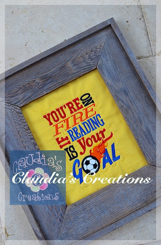 CC Soccer Subway Art Embroidery Saying, You're on Fire Saying, Soccer Reading Pillow Saying