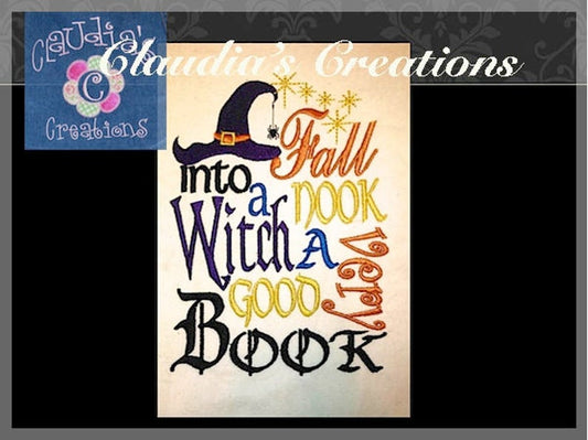 CC Witch a Very Good Book Subway Art Embroidery Saying