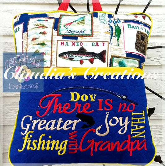 There is no greater joy than fishing with Grandpa embroidery saying
