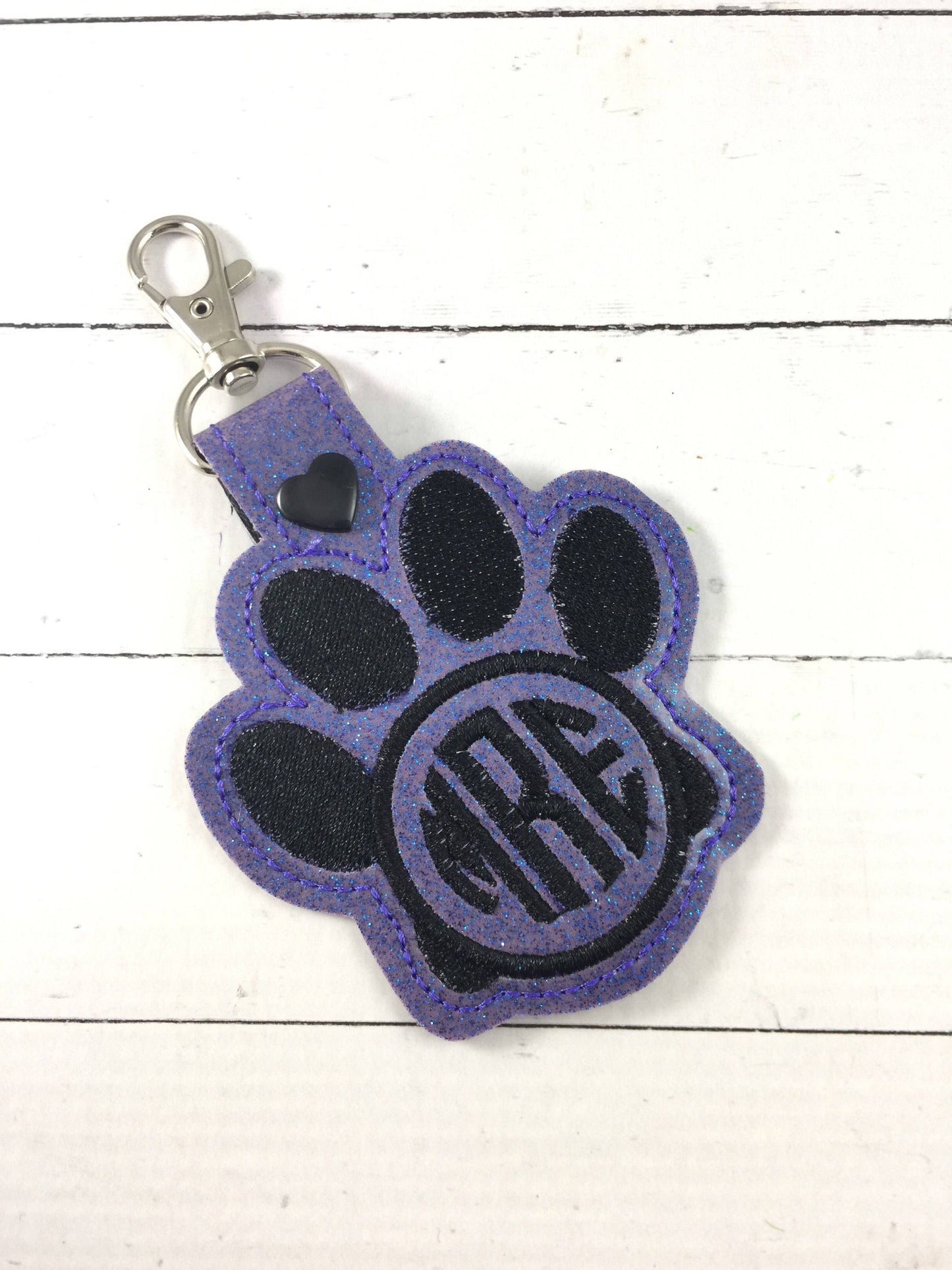 DBB BLANK Paw Print tag snap tab for 4x4 hoops-BBED-Add your own image or monogram lettering-ITH paw snap tab or key fob tag-monogram silhouette