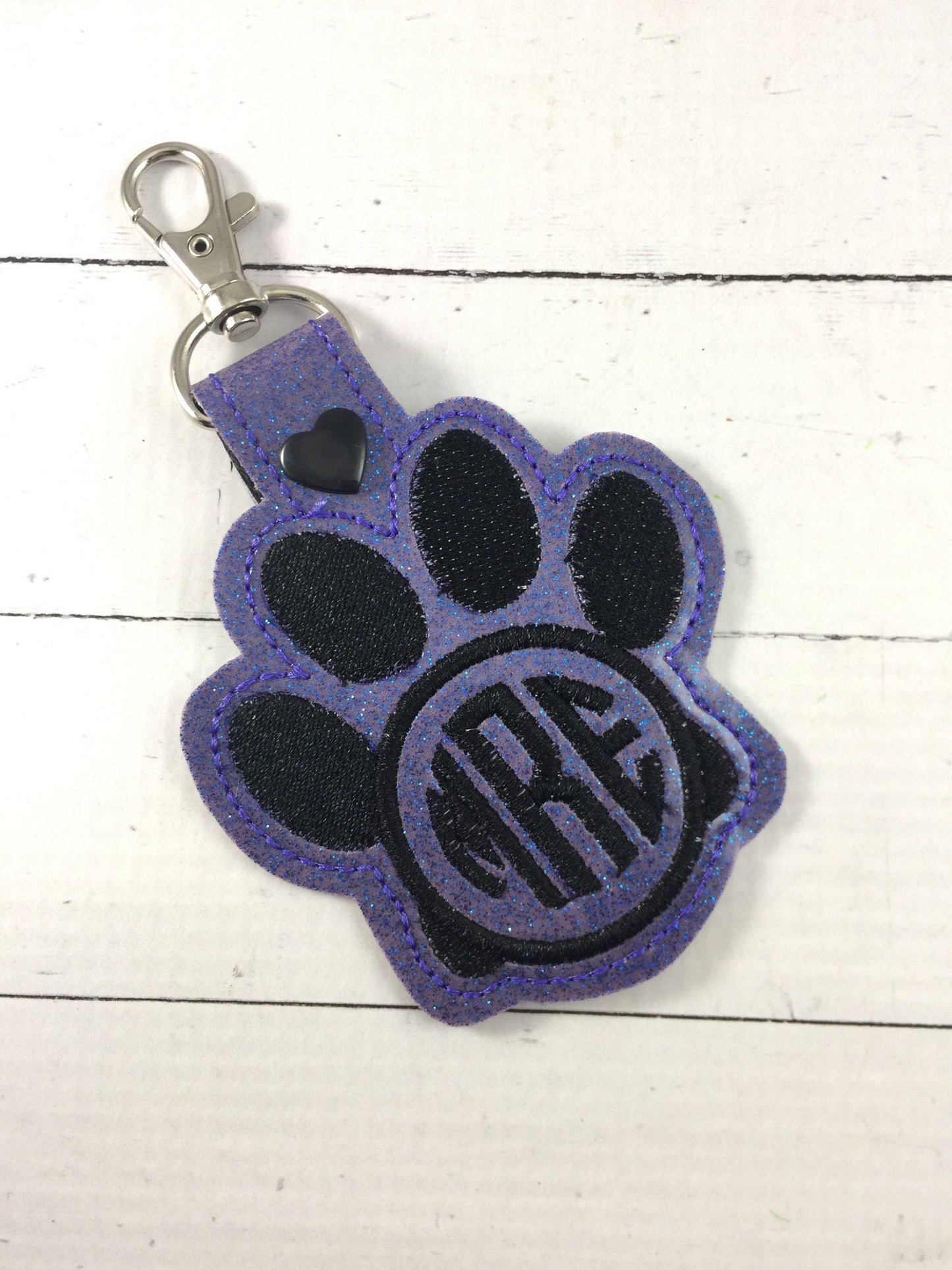 DBB BLANK Paw Print tag snap tab for 4x4 hoops-BBED-Add your own image or monogram lettering-ITH paw snap tab or key fob tag-monogram silhouette