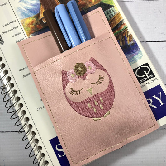 DBB Cute Owl Design Pen Pocket In The Hoop (ITH) Embroidery Design