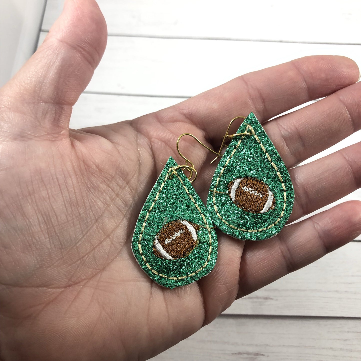 DBB Football Teardrop Earrings embroidery design