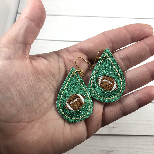 DBB Football Teardrop Earrings embroidery design