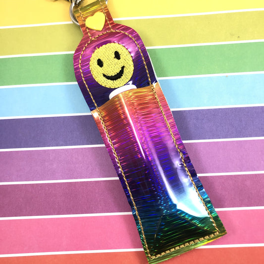 DBB Happy Face Lip Balm Holder Snap Tab In the Hoop Embroidery Project