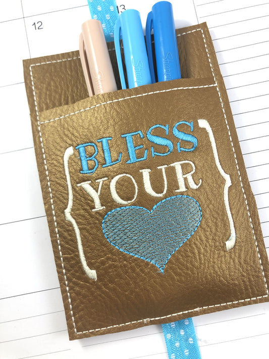 DBB Bless Your Heart Pen Pocket In The Hoop (ITH) Embroidery Design