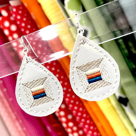 DBB Thread Spool Patchwork Earrings embroidery design
