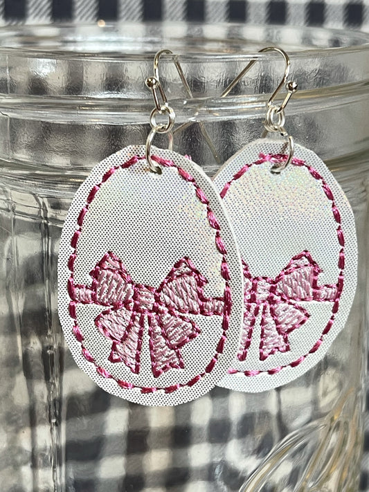 DBB Bow Easter Egg  Earrings embroidery design
