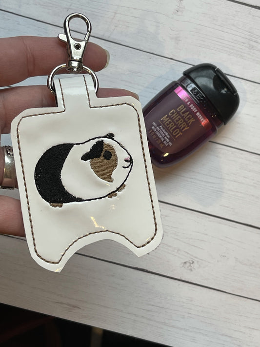 DBB Guinea Pig Hand Sanitizer Holder Snap Tab Version In the Hoop Embroidery Project 1 oz BBW for 5x7 hoops