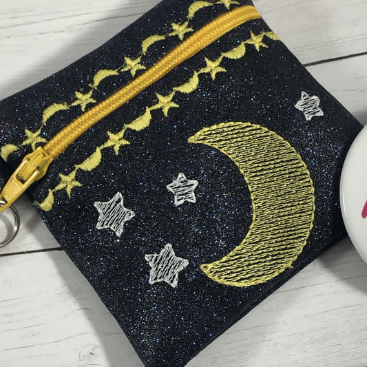 DBB Moon and Stars Zipper Pouch 4x4