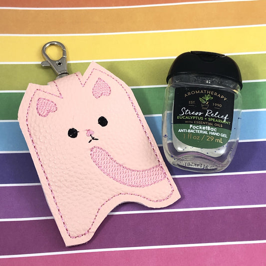 DBB Kitty Hand Sanitizer Holder Snap Tab Version In the Hoop Embroidery Project 1 oz BBW for 5x7 hoops
