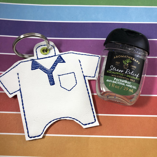 DBB Golf Shirt Hand Sanitizer Holder Eyelet Version In the Hoop Embroidery Project 1 oz BBW for 4x4 hoops