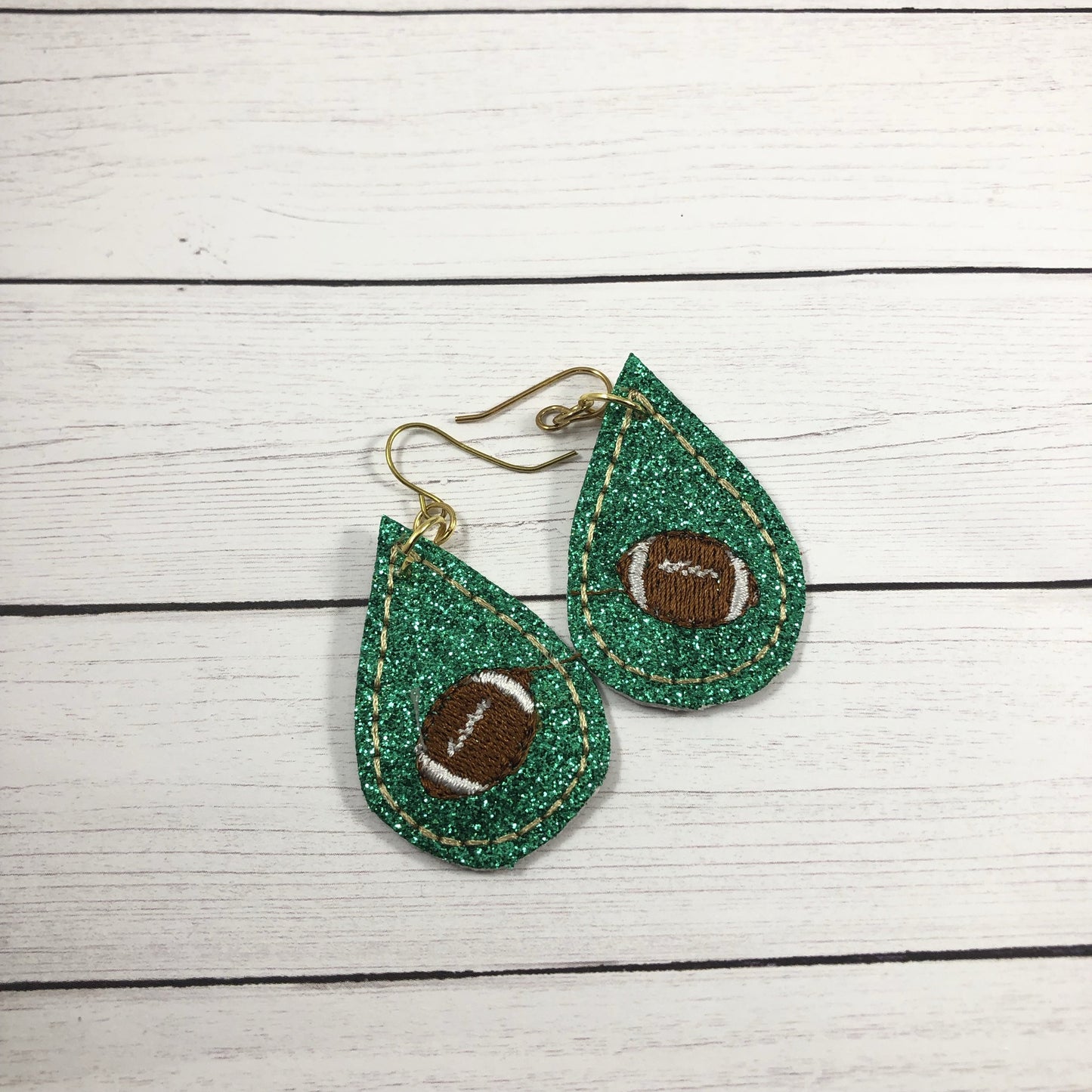 DBB Football Teardrop Earrings embroidery design