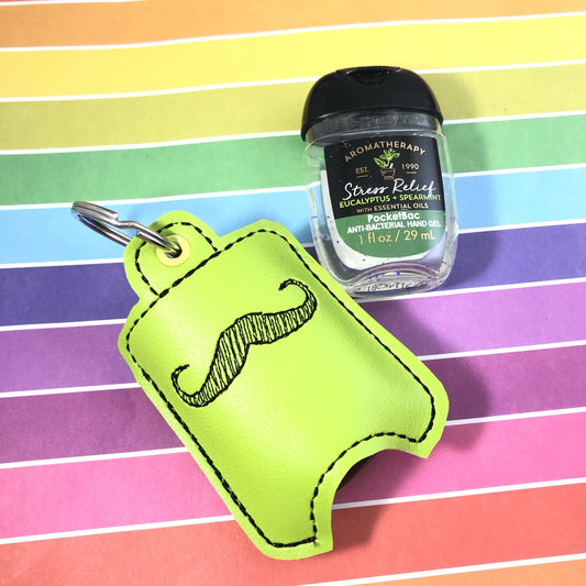 DBB Moustache Hand Sanitizer Holder Eyelet Version In the Hoop Embroidery Project 1 oz BBW for 4x4 hoops