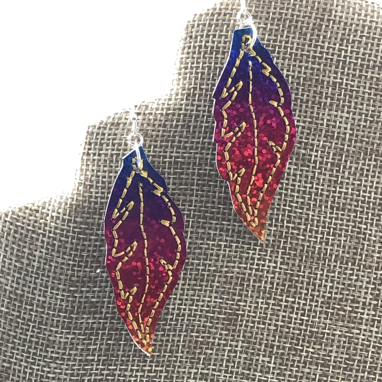 DBB Feather Earrings embroidery design for Vinyl and Leather