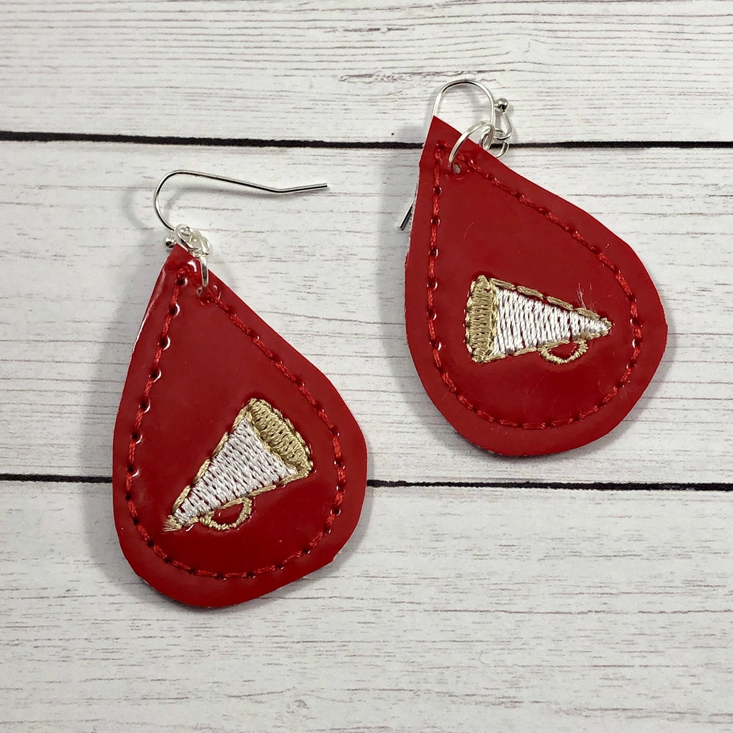 DBB Megaphone Teardrop Earrings embroidery design