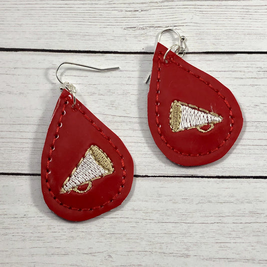 DBB Megaphone Teardrop Earrings embroidery design