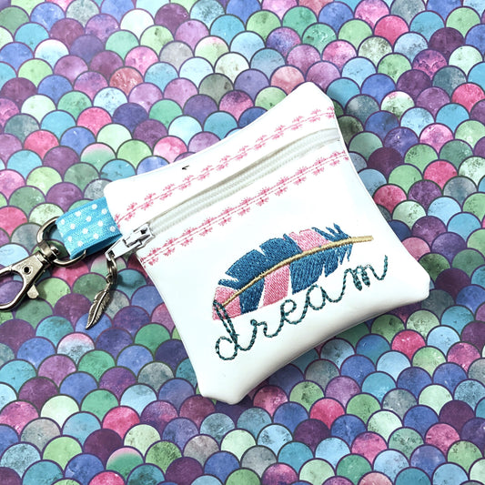 DBB Dream Feather Zipper Pouch 4x4