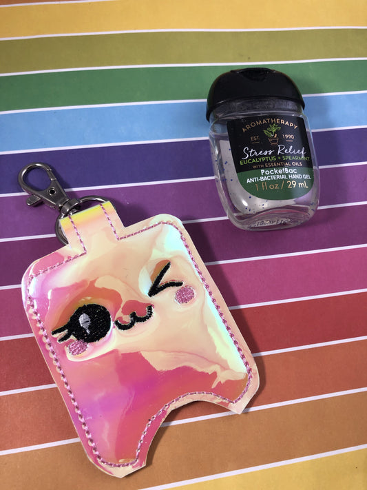 DBB Winky Happy Hand Sanitizer Holder Snap Tab Version In the Hoop Embroidery Project 1 oz BBW for 5x7 hoops