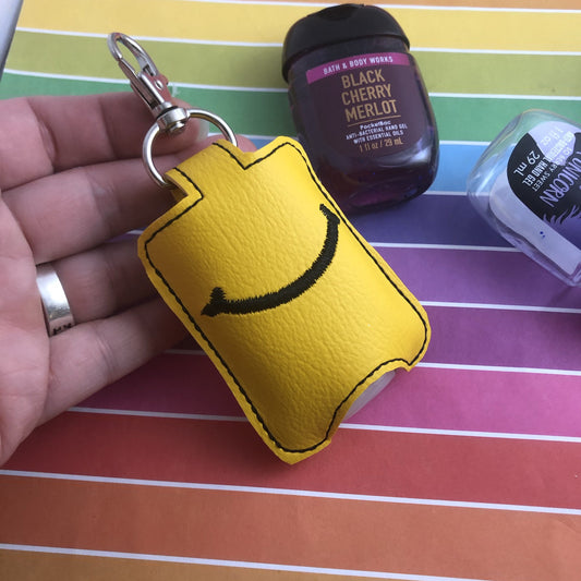 DBB Smile Hand Sanitizer Holder Snap Tab Version In the Hoop Embroidery Project 1 oz BBW for 5x7 hoops