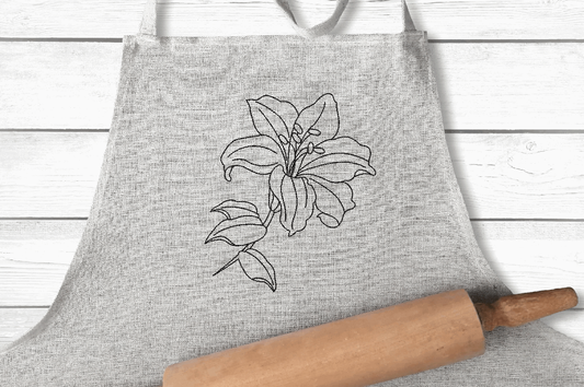OE Lily Flower Redwork Embroidery Design