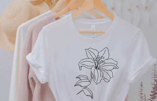 OE Lily Flower Redwork Embroidery Design