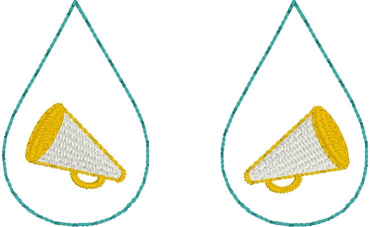 DBB Megaphone Teardrop Earrings embroidery design