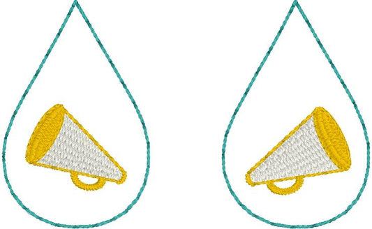 DBB Megaphone Teardrop Earrings embroidery design
