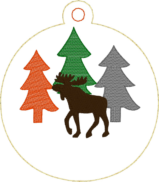 DBB Moose and Trees Christmas Ornament for 4x4 hoops