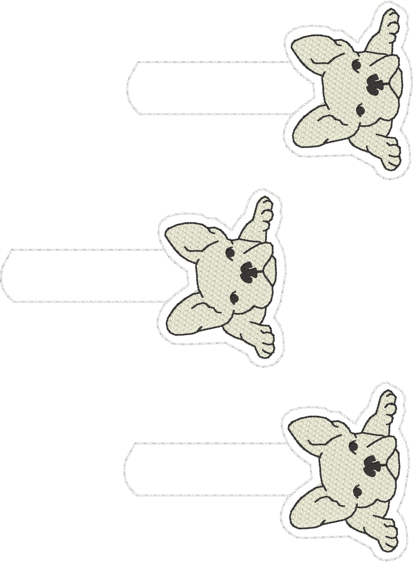 DBB Frenchie French Bulldog Snap Tab In the Hoop Embroidery Project