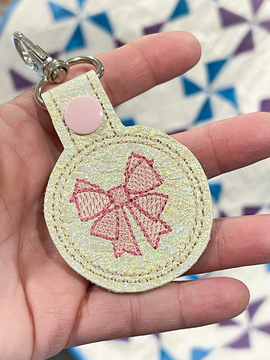 DBB Pretty Bow Snap Tab Keyfob for 4x4 hoops