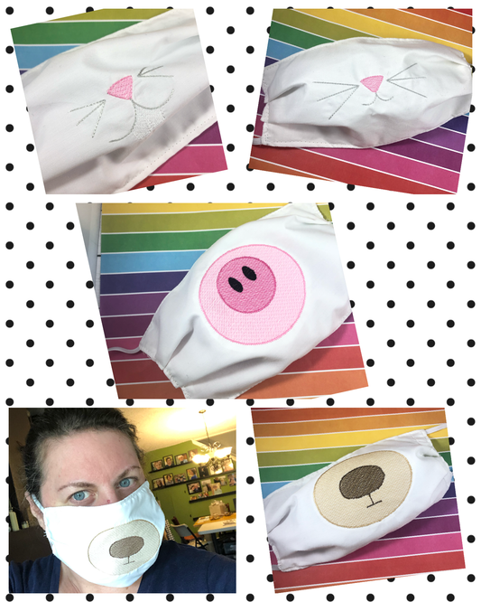 DBB Animal Faces - Sketchy 4x4 Designs to add to fabric masks