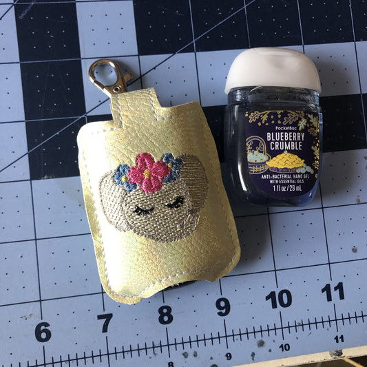DBB Sweet Elephant Face Hand Sanitizer Holder Snap Tab Version In the Hoop Embroidery Project 1 oz BBW for 5x7 hoops
