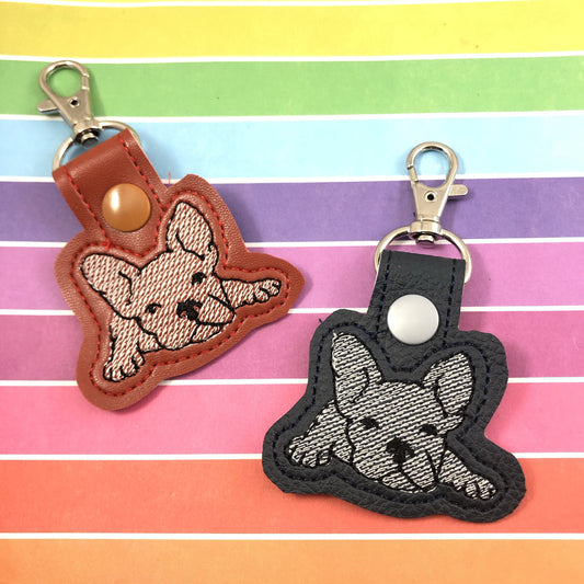 DBB Frenchie French Bulldog Snap Tab In the Hoop Embroidery Project