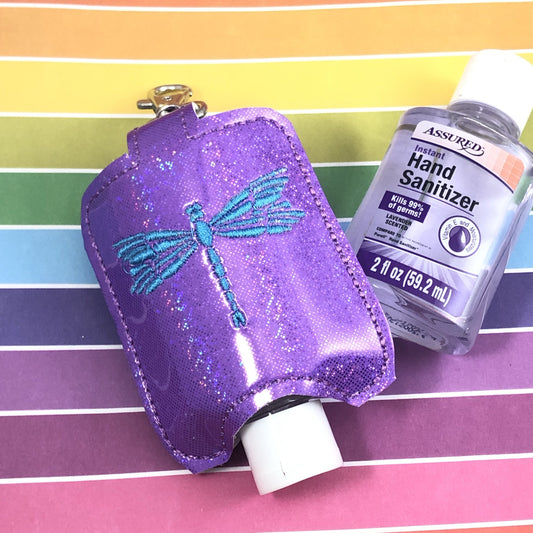 DBB Dragonfly Hand Sanitizer Holder Case BUNDLE SET Snap Tab and Eyelet Versions for 1 and 2 ounce sizes