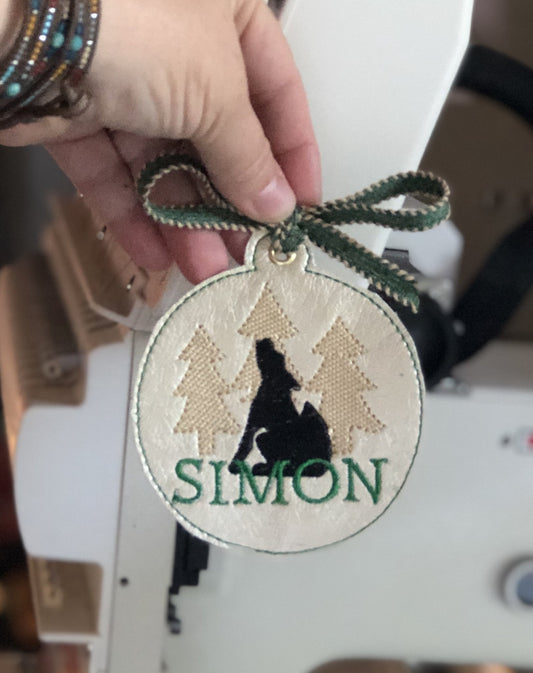 DBB Wolf and Trees Christmas Ornament for 4x4 hoops