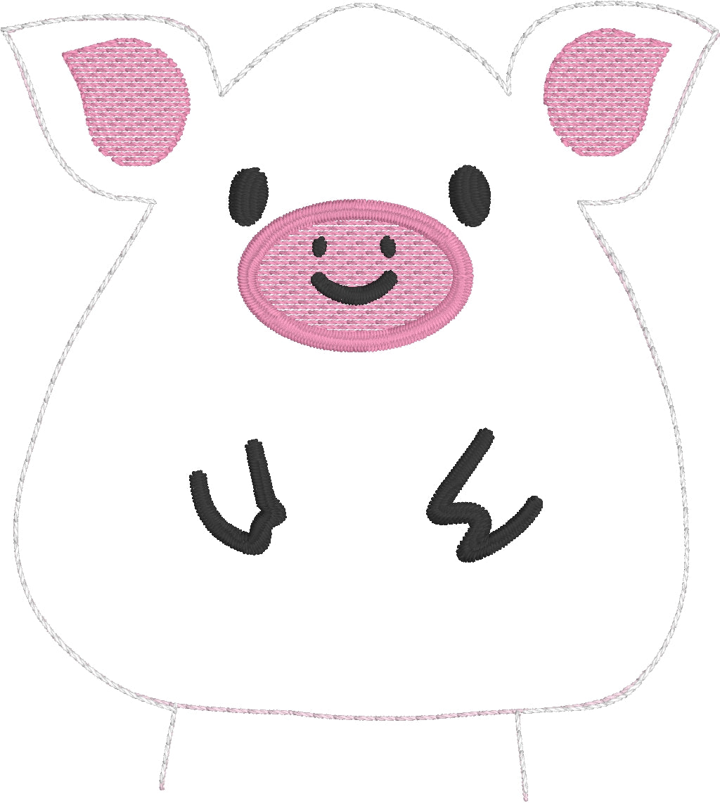 DBB Pig Stuffie Stuffed Animal In the Hoop Embroidery Design