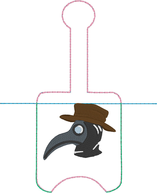 DBB Plague Doctor Hand Sanitizer Holder Snap Tab Version In the Hoop Embroidery Project 1 oz BBW for 5x7 hoops