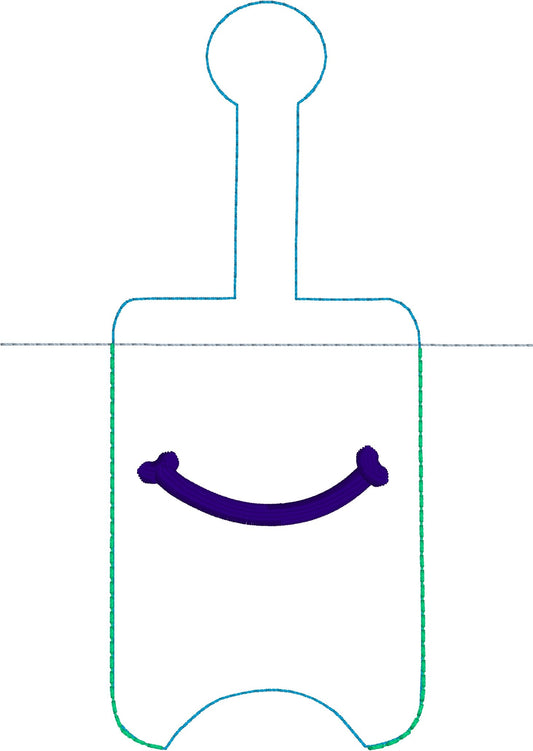 DBB NEW SIZE Smile Hand Sanitizer Holder Snap Tab Version In the Hoop Embroidery Project 3 oz DT for 5x7 hoops