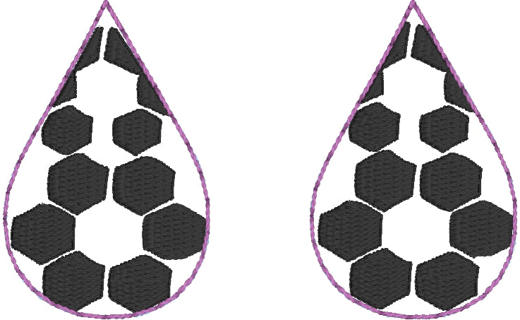 DBB Soccer Stitching Teardrop Earrings embroidery design DBB
