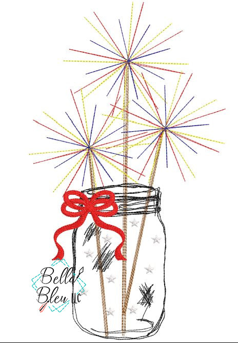 BBE 4th of July Scribble Sparklers in Mason Jar