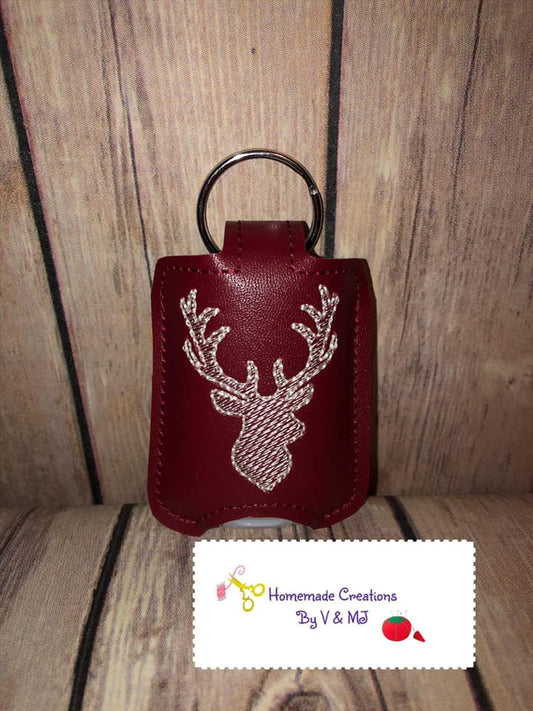 DBB Deer Head Hand Sanitizer Holder Snap Tab Version In the Hoop Embroidery Project 1 oz BBW for 5x7 hoops